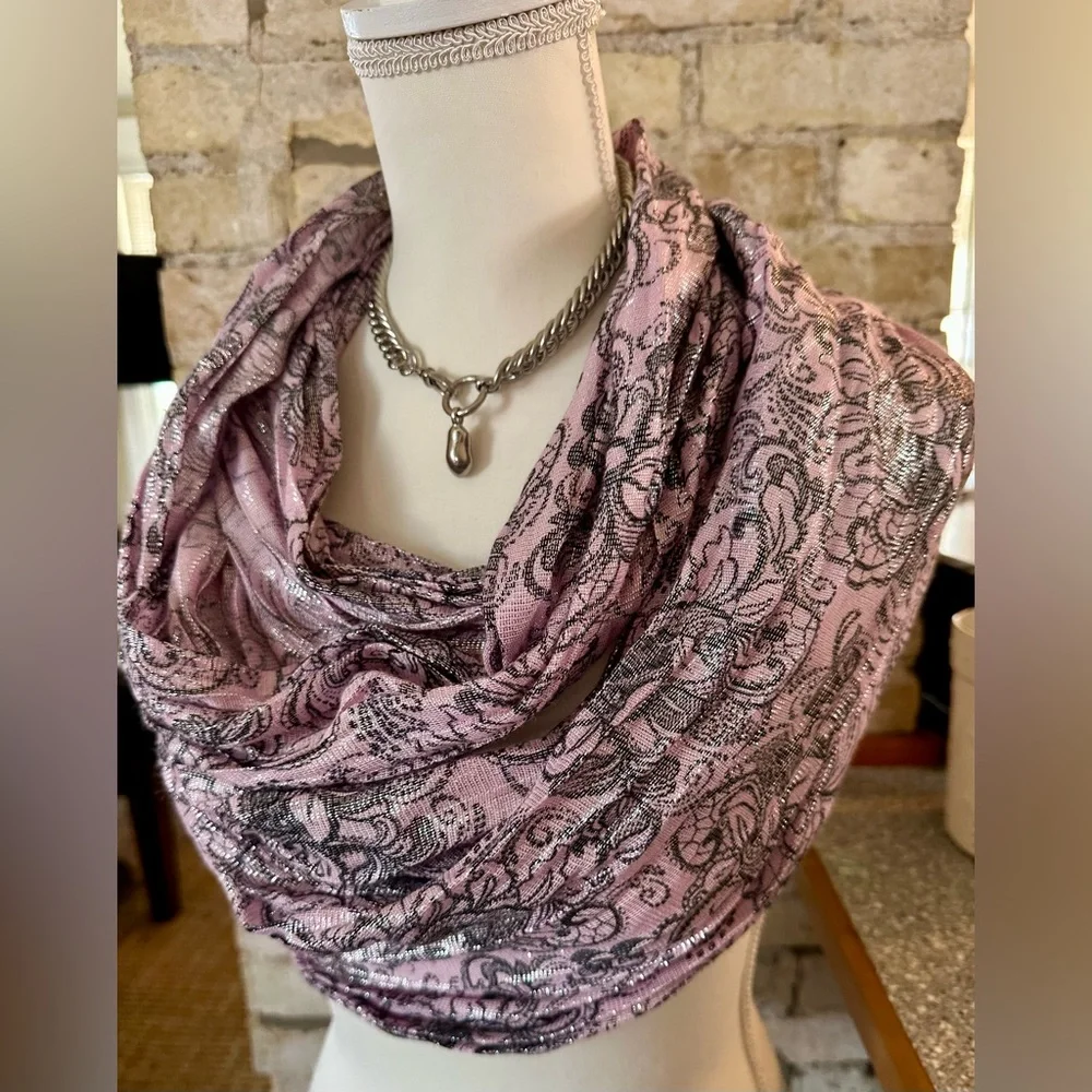 Apt. 9 Pink & Black Paisley Wrap Scarf